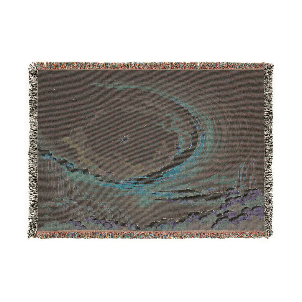 Cosmic Vortex Woven Blanket | Starry Swirl Tapestry Throw