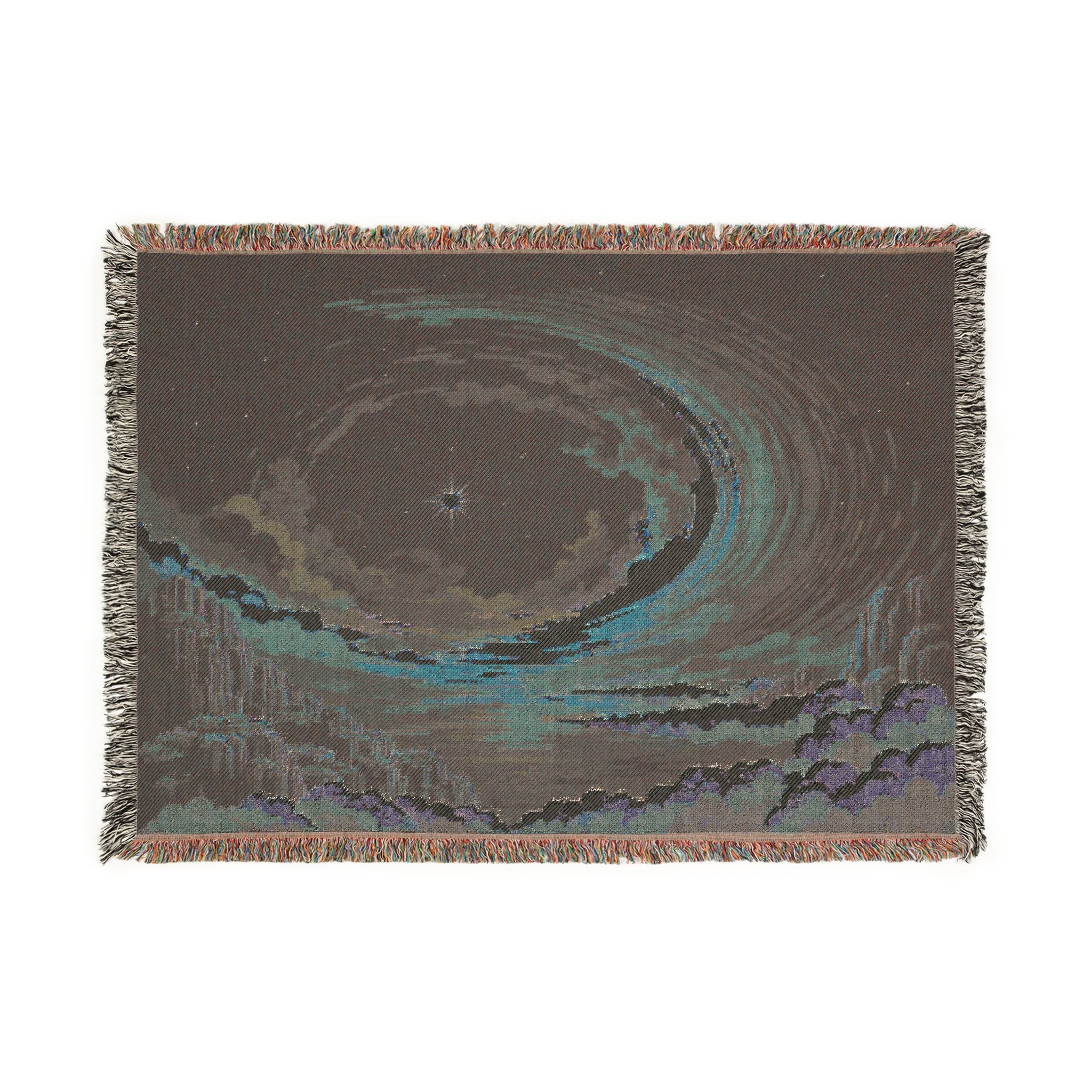 Cosmic Vortex Woven Blanket | Starry Swirl Tapestry Throw