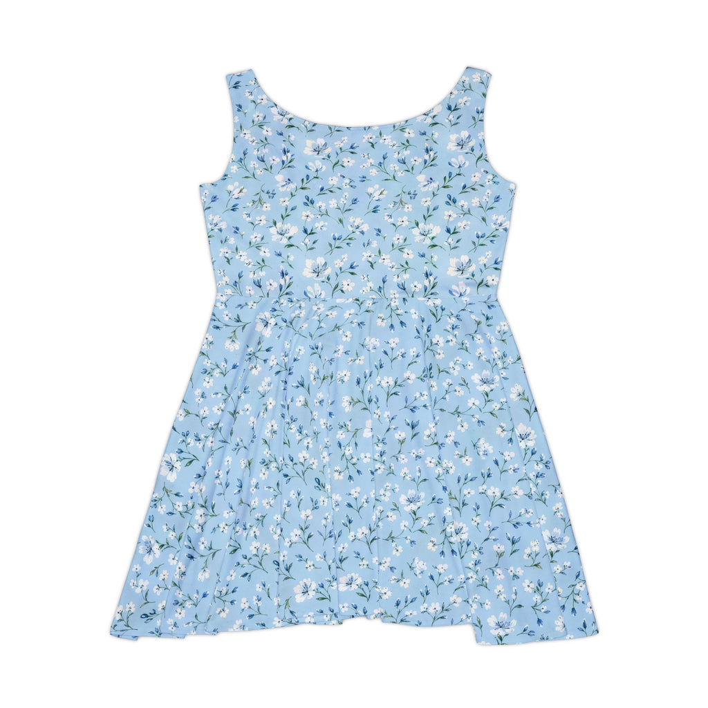 Blue Floral Pattern Skater Dress