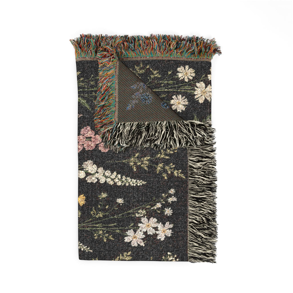 Vintage Wildflower Meadow Woven Tapestry Blanket