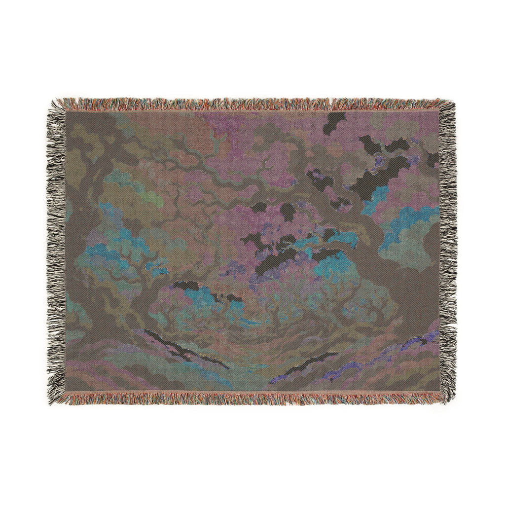 Enchanted Forest Tapestry Woven Blanket | Colorful Tree Canopy Throw