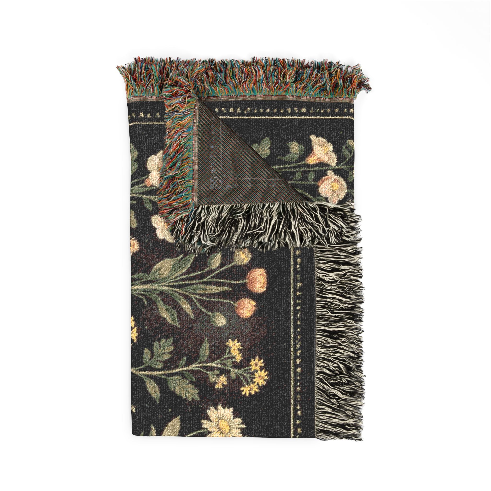Vintage Floral Tapestry Woven Blanket | Meadow Flowers Throw