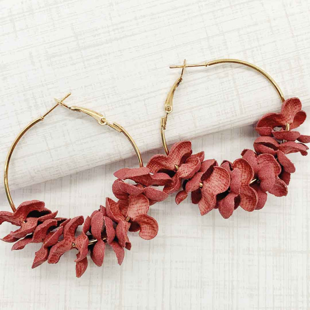 Rose Bloom Hoop Earrings
