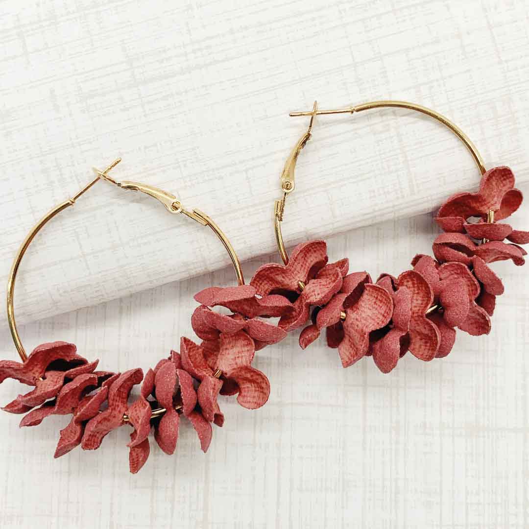 Rose Bloom Hoop Earrings