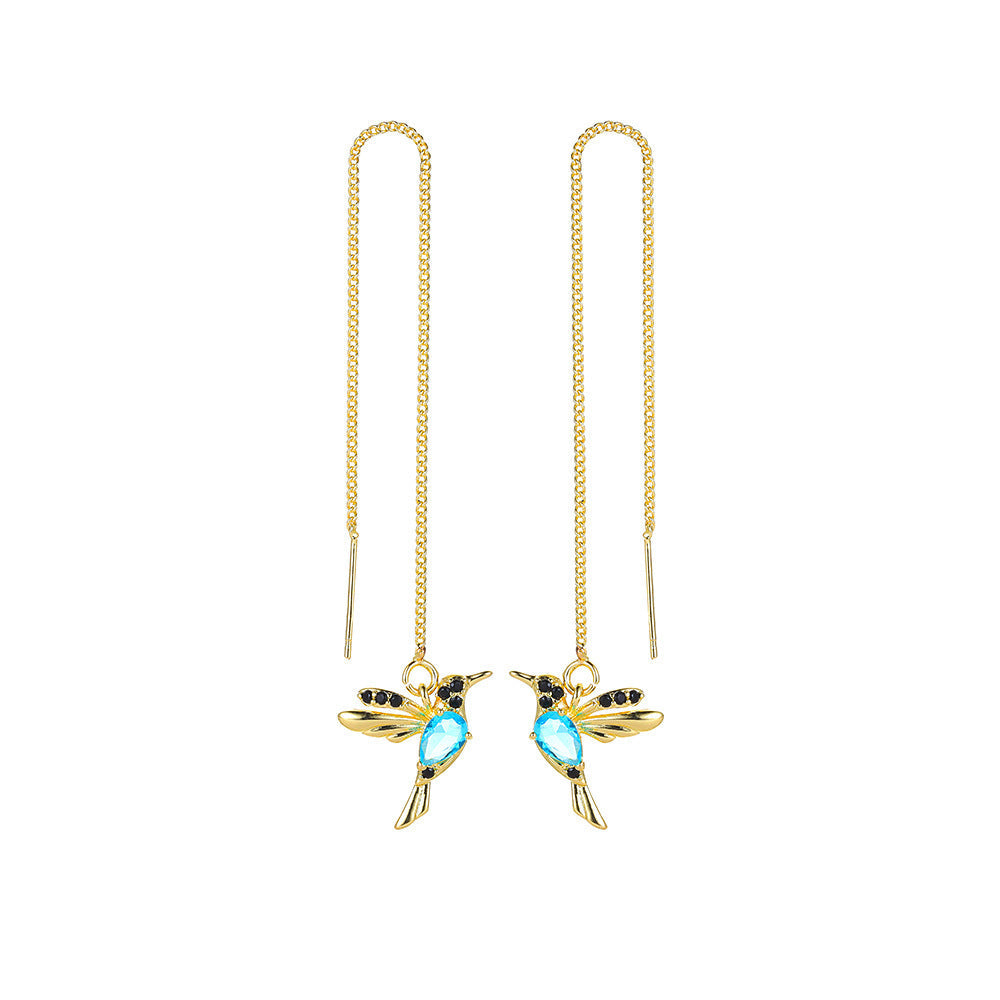 Elegant Hummingbird Tassel Earrings