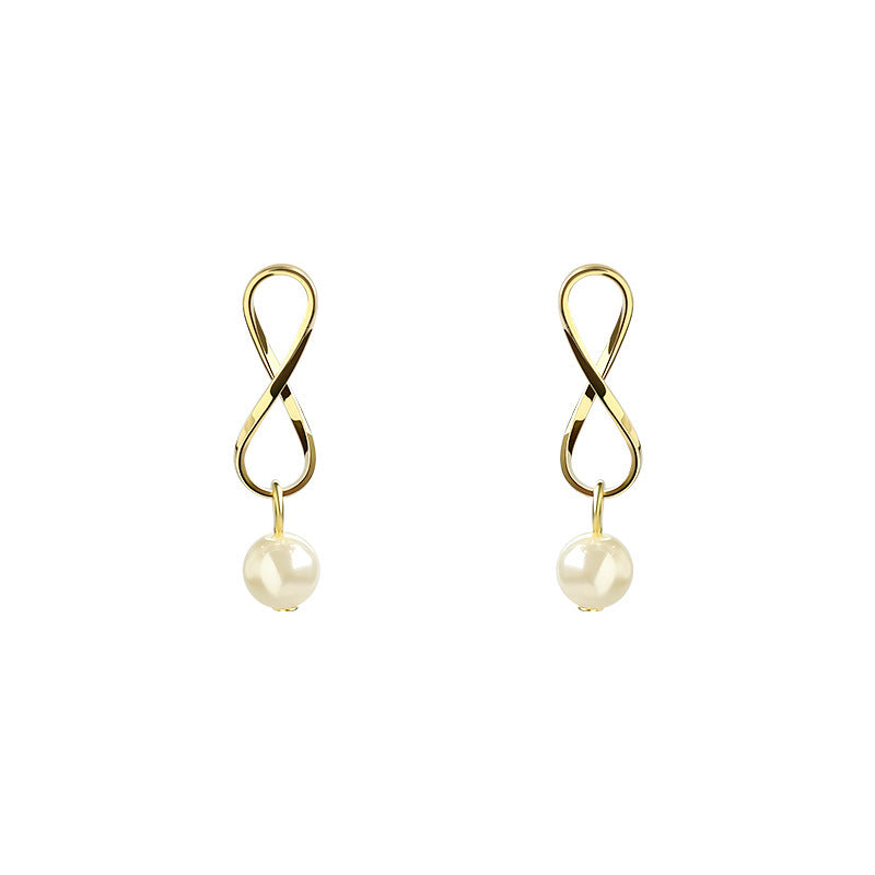 Silver Minimalist Pearl Geometric Earrings