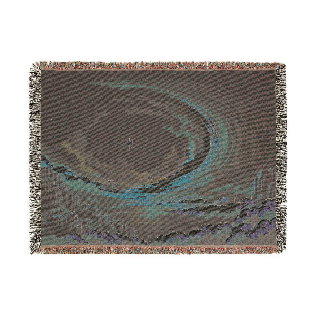 Cosmic Vortex Woven Blanket | Starry Swirl Tapestry Throw
