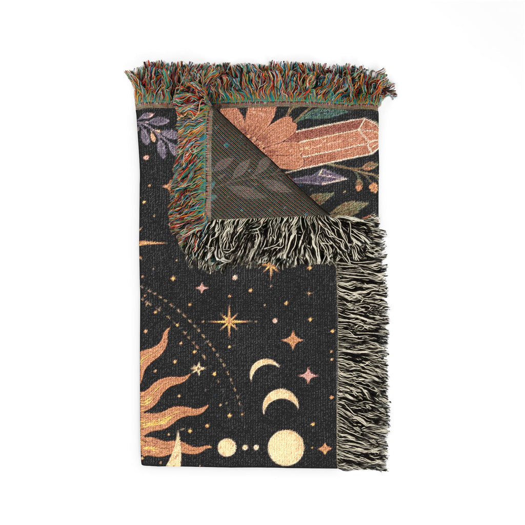 Sun and Moon Celestial Woven Blanket | Boho Astrology Throw