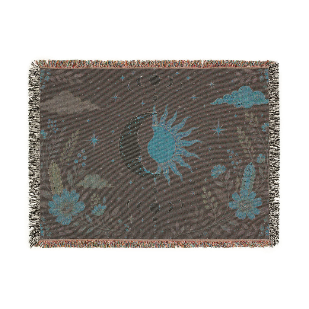 Sun and Moon Celestial Woven Blanket | Boho Astrology Throw
