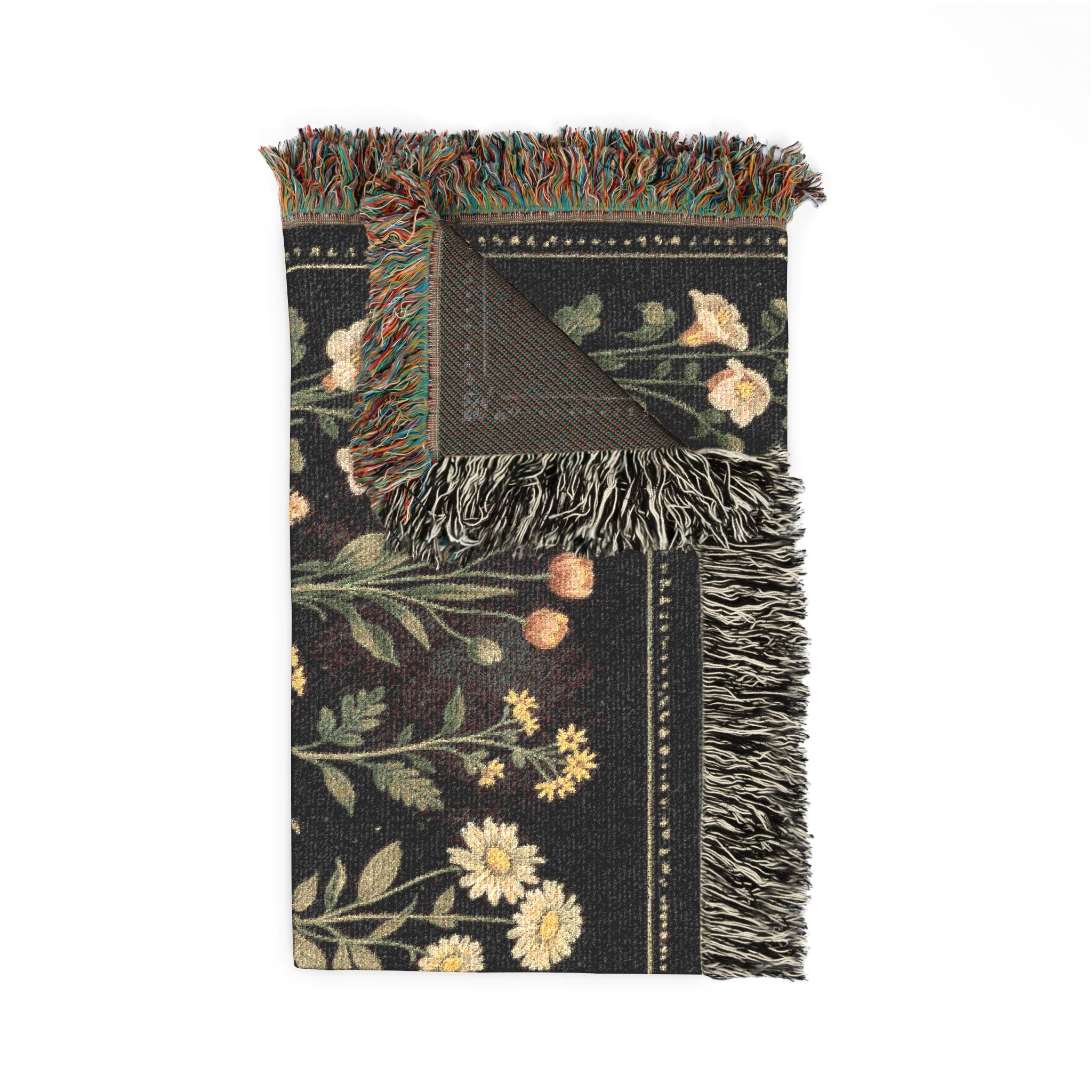 Vintage Floral Tapestry Woven Blanket | Meadow Flowers Throw