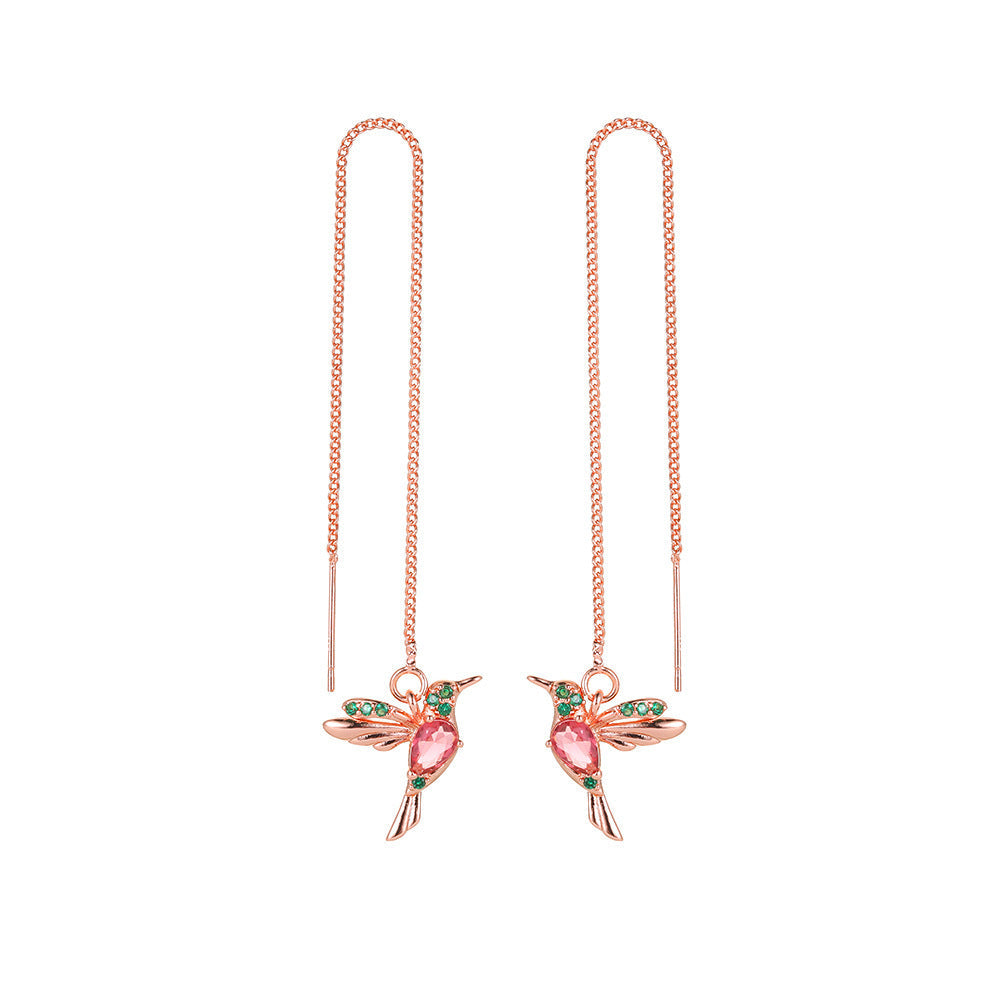Elegant Hummingbird Tassel Earrings
