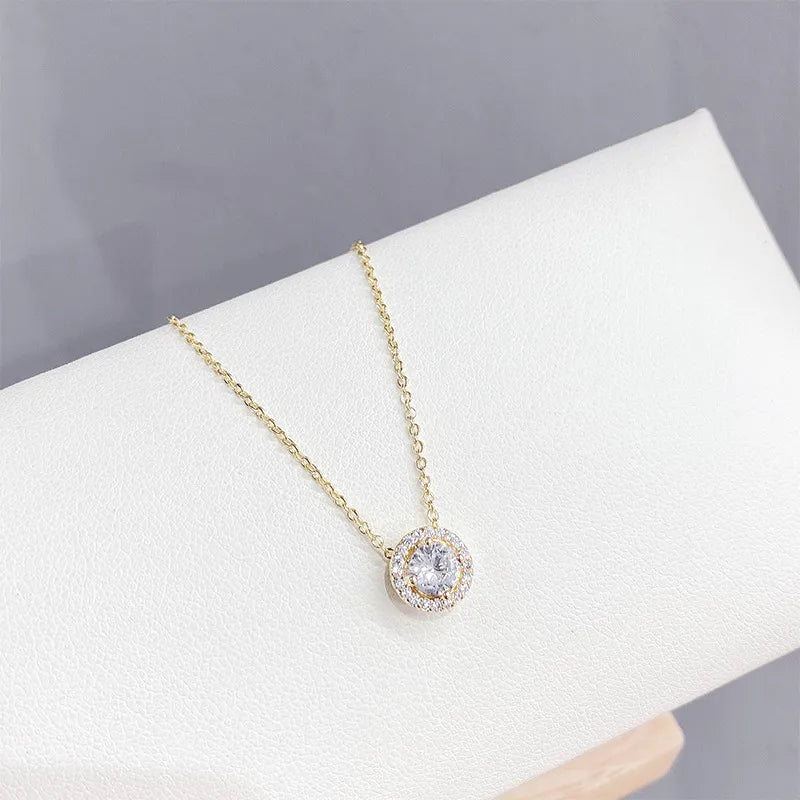 Single Zircon Circle Necklace