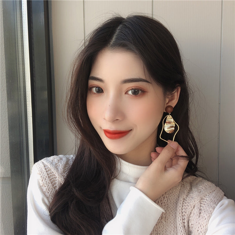 Korean Vintage Geometric Asymmetrical Earrings