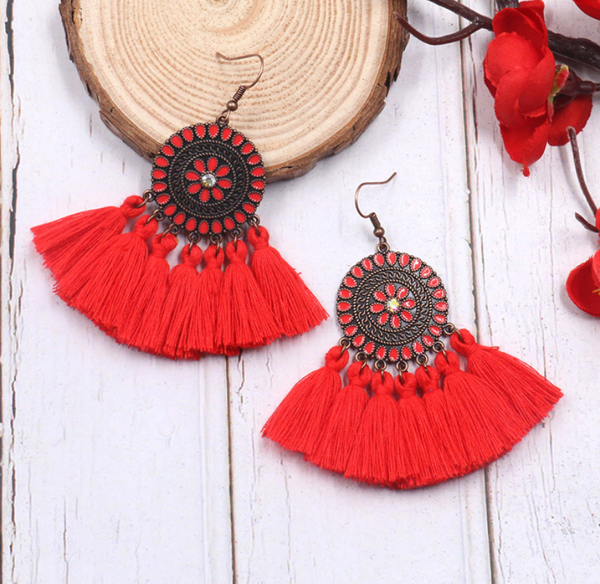 Sunflower Tassel Earrings (Tassel Earrings)
