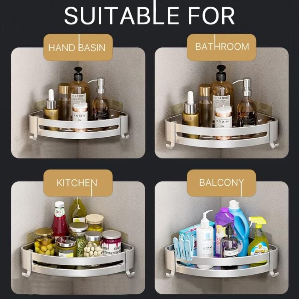 Silver Triangular Corner Shelf Organizer