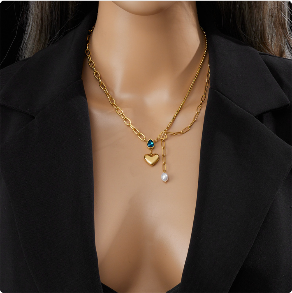 Elegant Pearl Heart Pendant Necklace