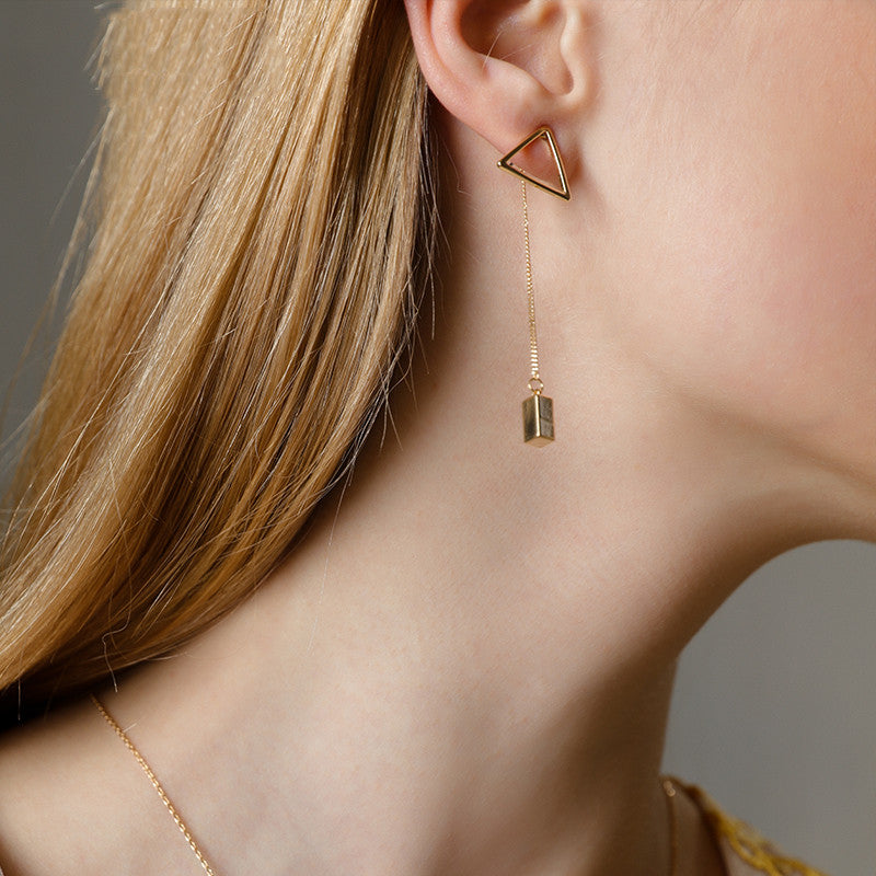 Korean Style Geometric Long Earrings - Asymmetrical Triangle