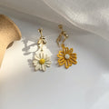 Asymmetrical Daisy Earrings - Korean Minimalist Style