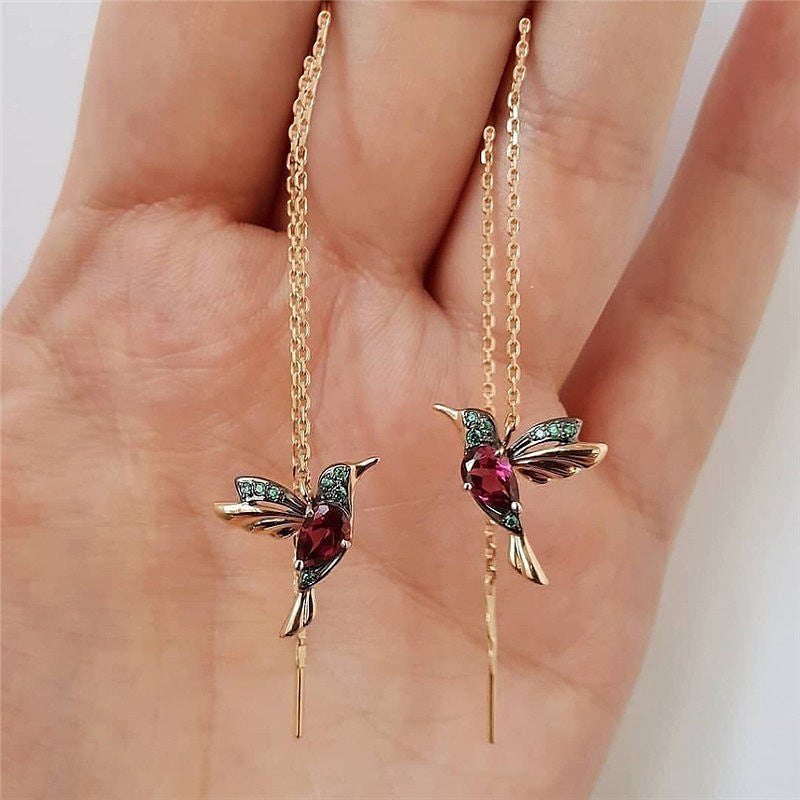 Elegant Hummingbird Tassel Earrings