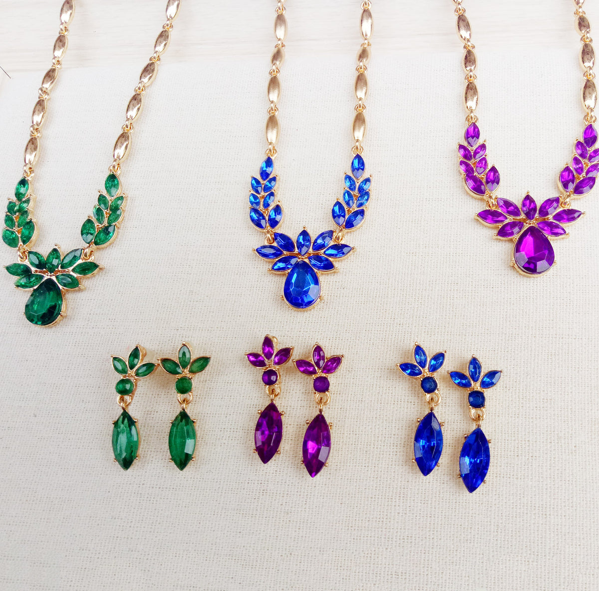 Earring and Necklace Set with Crystal Jewelry