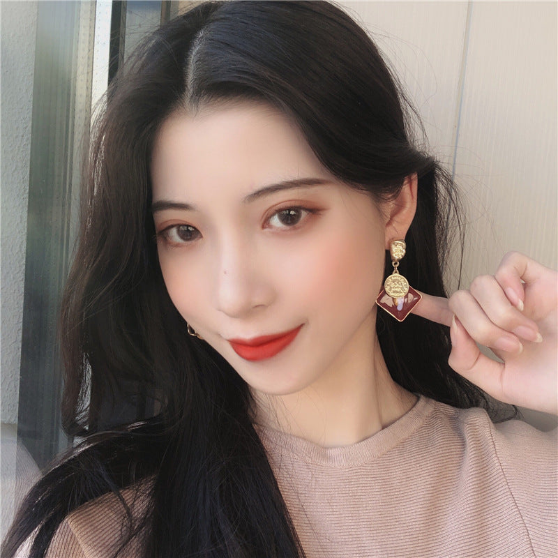 925 Silver Korean Minimalist Geometric Asymmetrical Earrings
