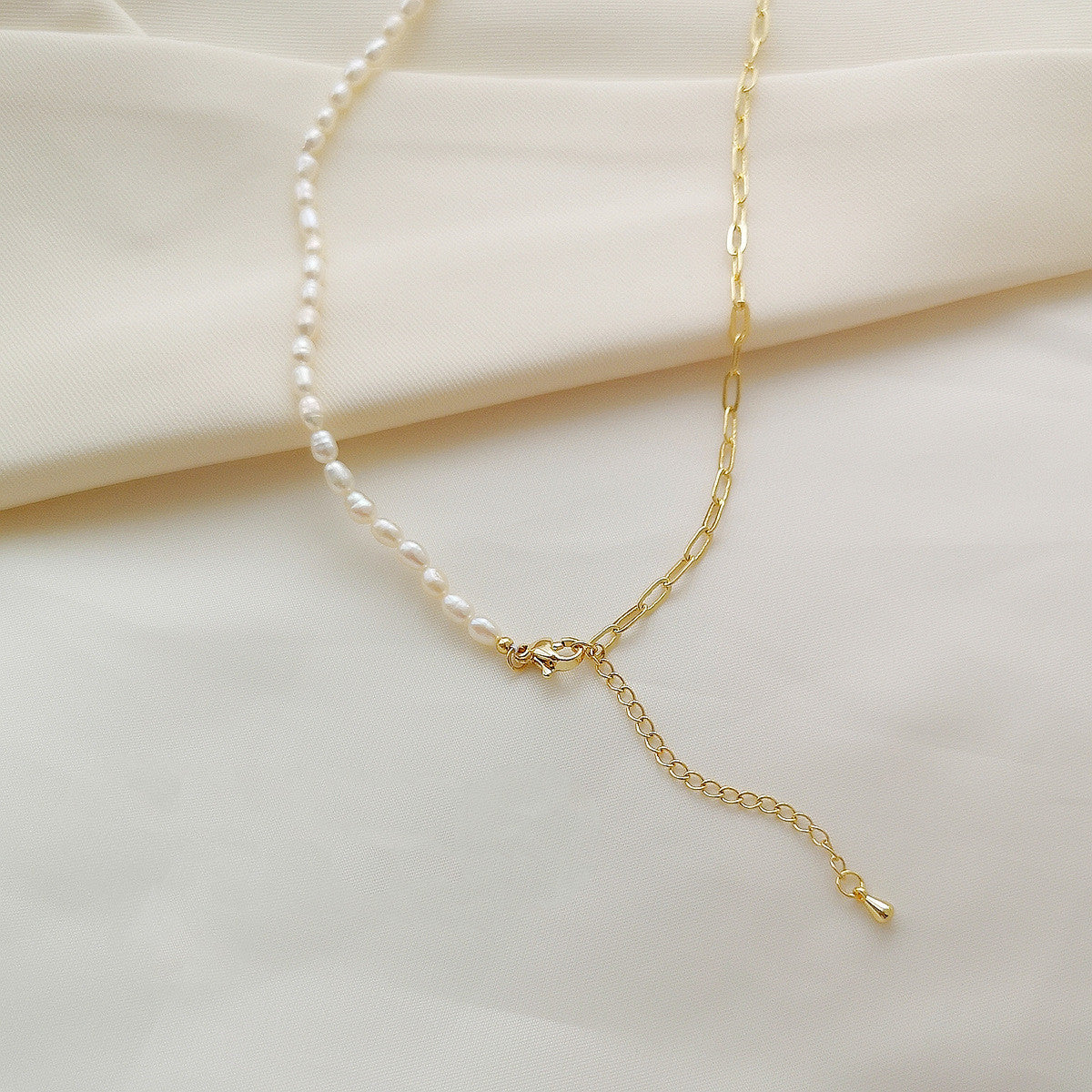 14K Gold Heart Pendant with Freshwater Pearl Necklace