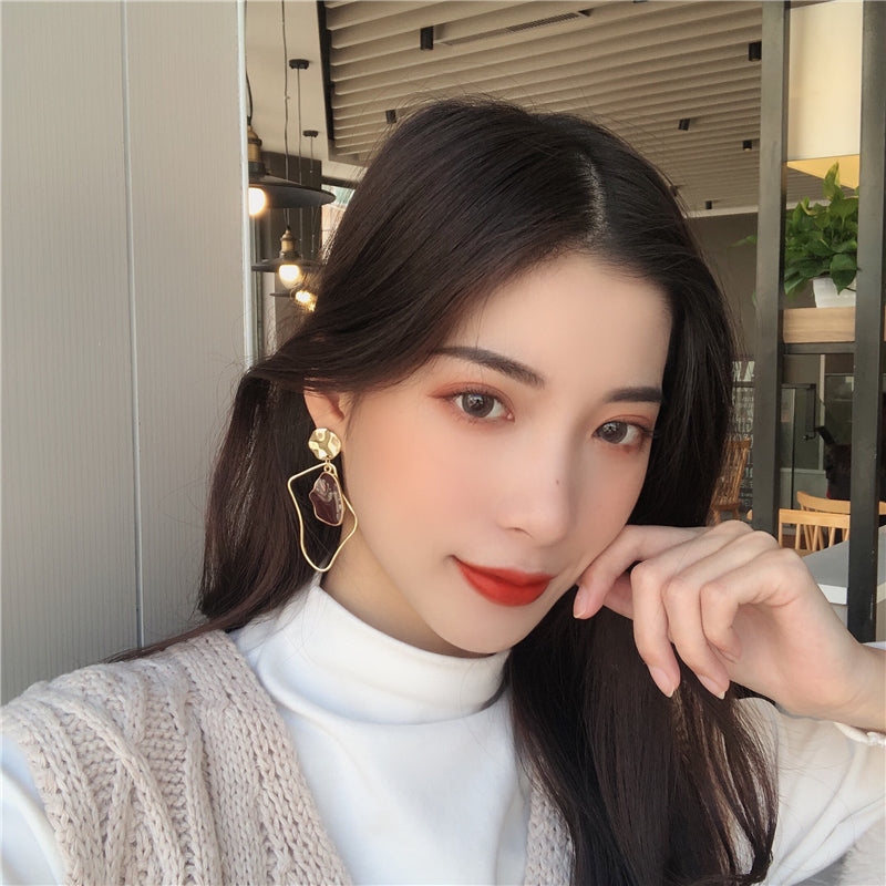 Korean Vintage Geometric Asymmetrical Earrings