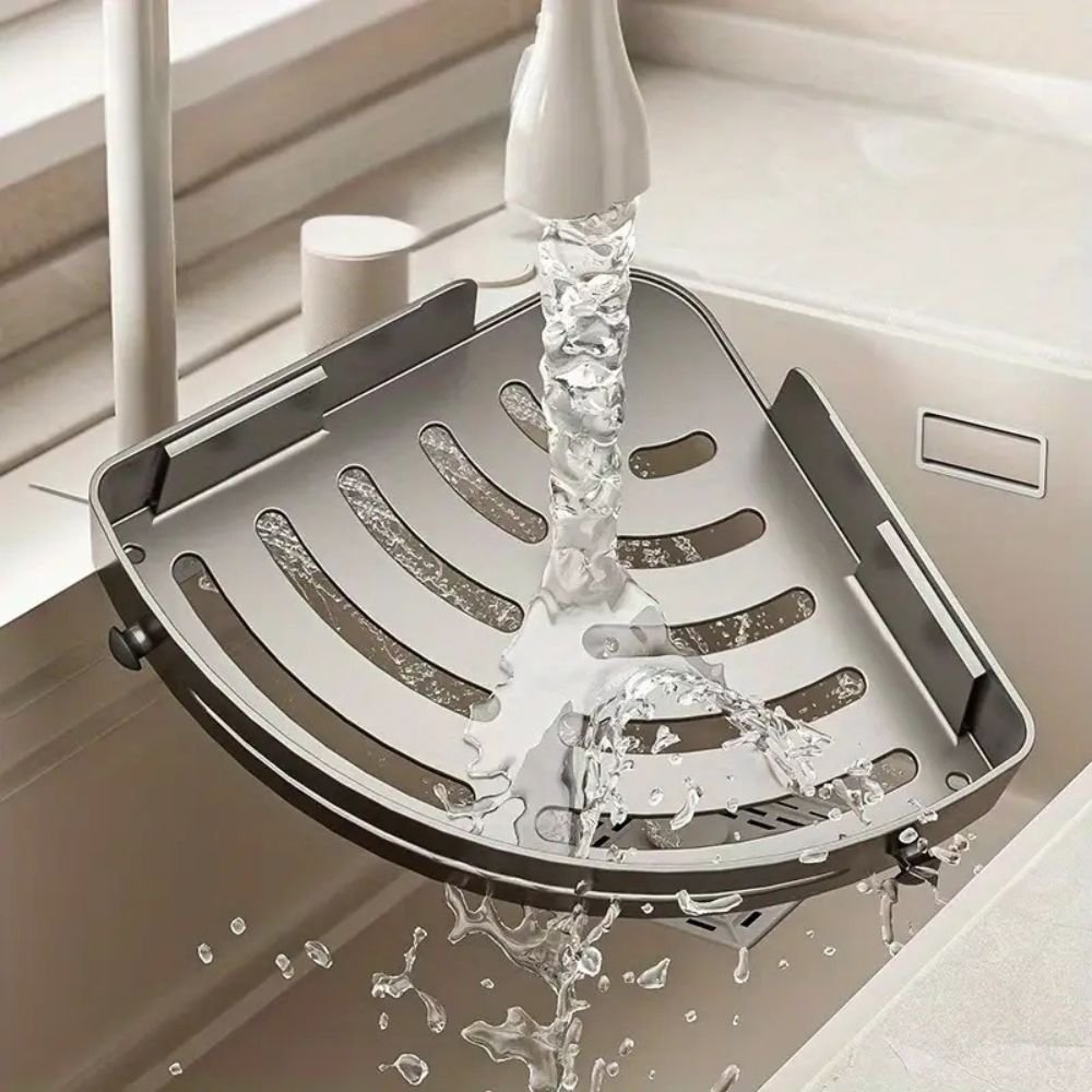 Silver Triangular Corner Shelf Organizer