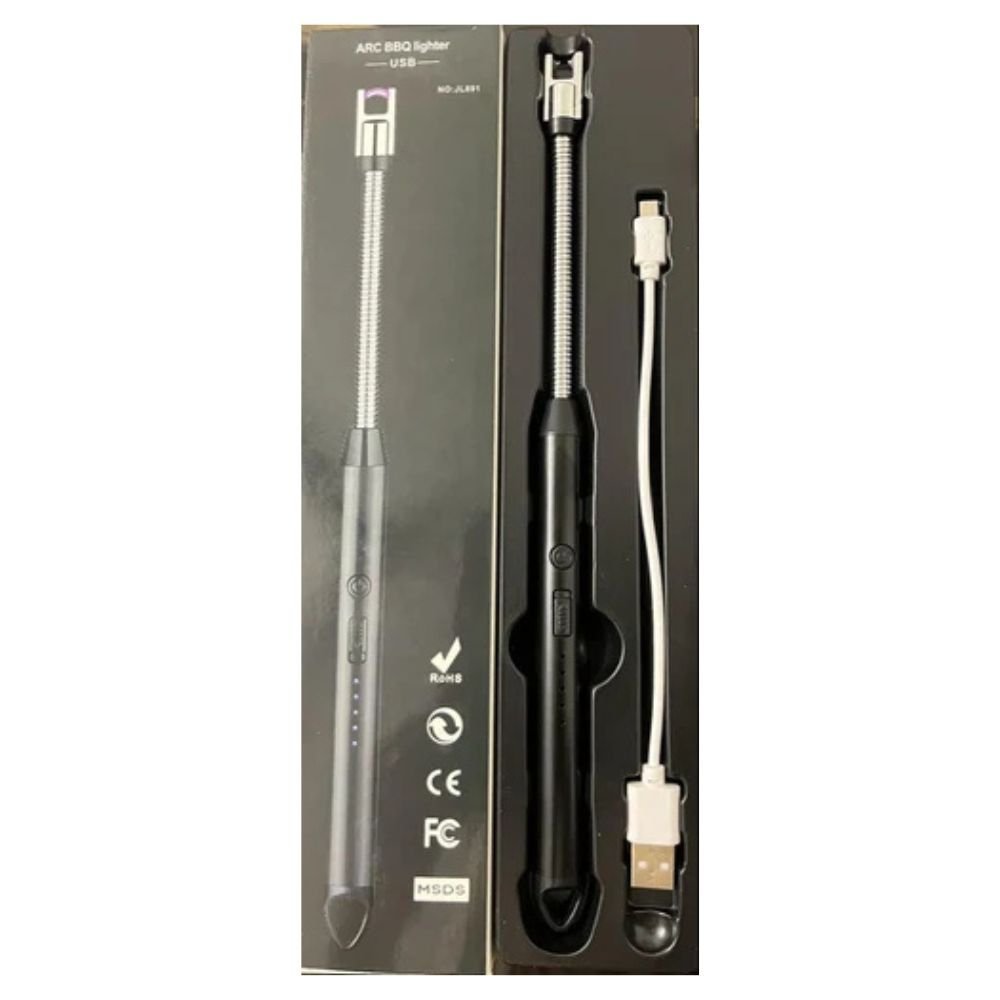 USB Rechargeable Electric Arc BBQ Lighter - Black