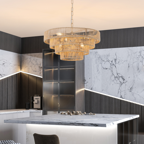 Bohemian Woven Rattan Chandelier