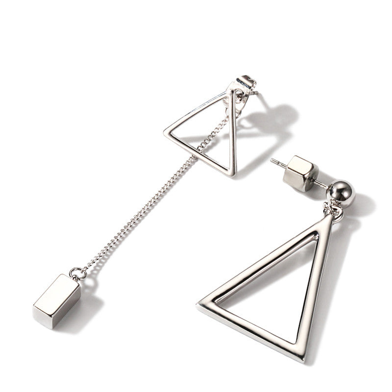 Korean Style Geometric Long Earrings - Asymmetrical Triangle