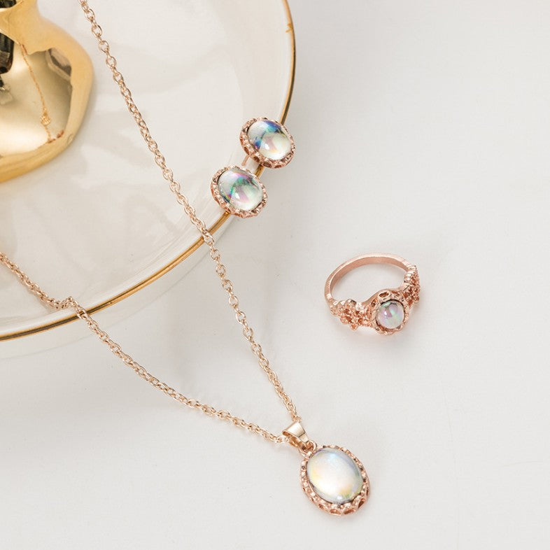 Color Gemstone Set: Necklace, Earrings, Ring, and More