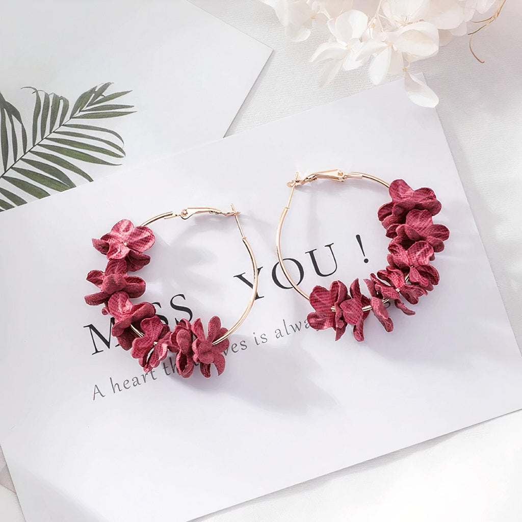 Rose Bloom Hoop Earrings