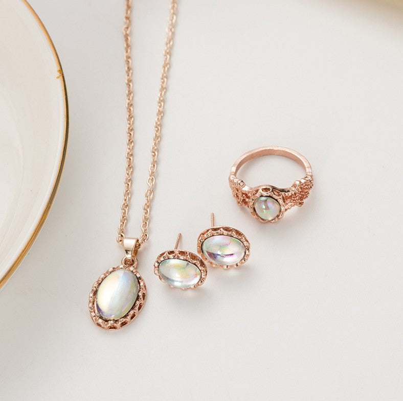 Color Gemstone Set: Necklace, Earrings, Ring, and More