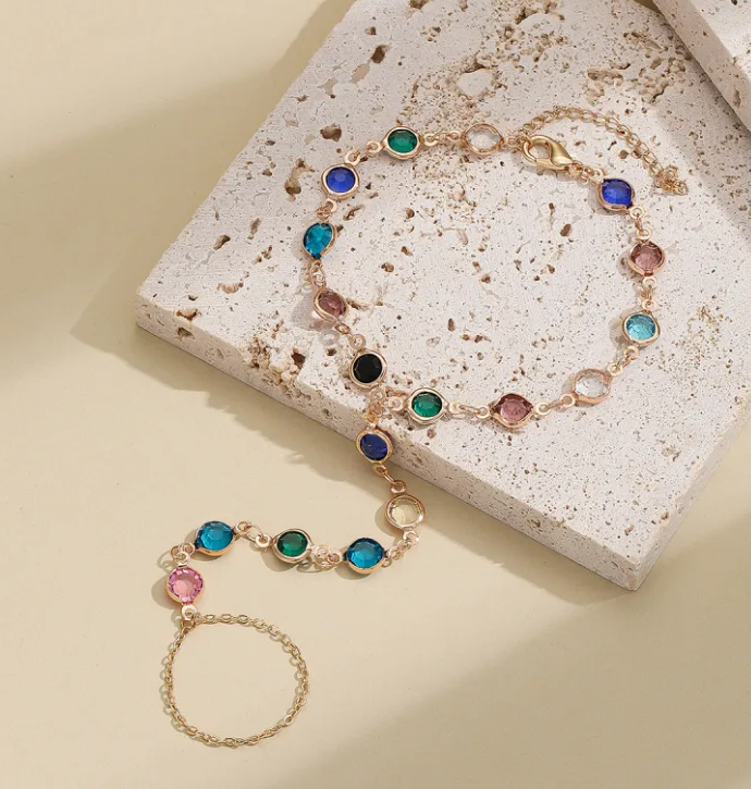 Colorful Crystal Chain Bracelet