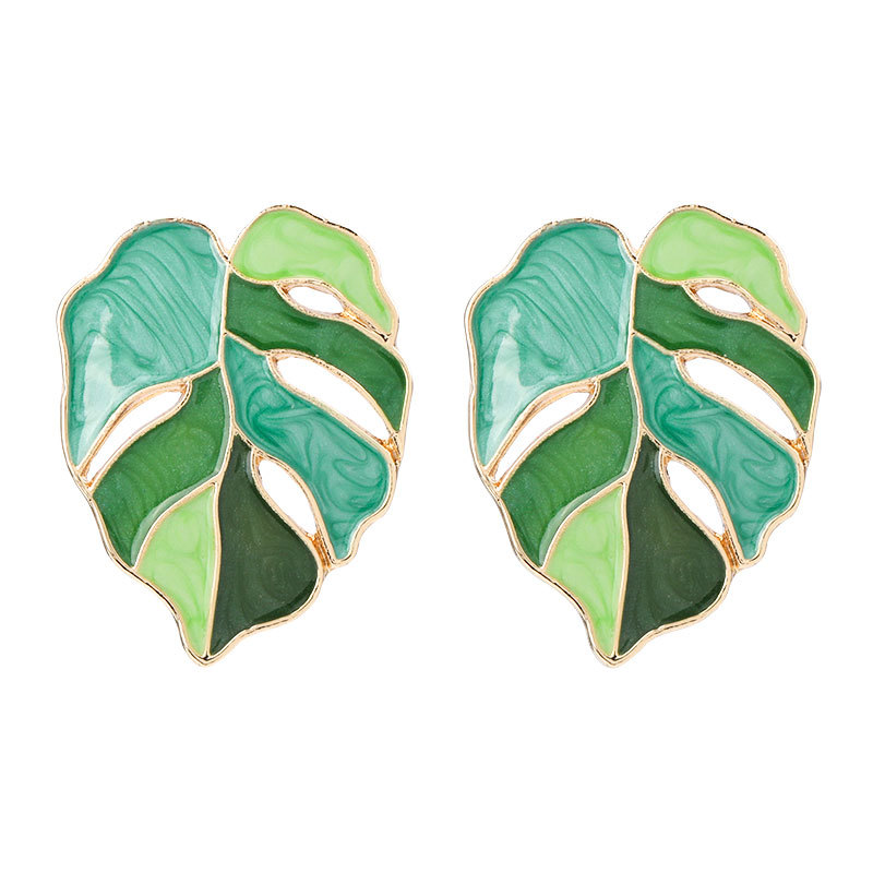 Leaf-Shaped Alloy Drip Earrings