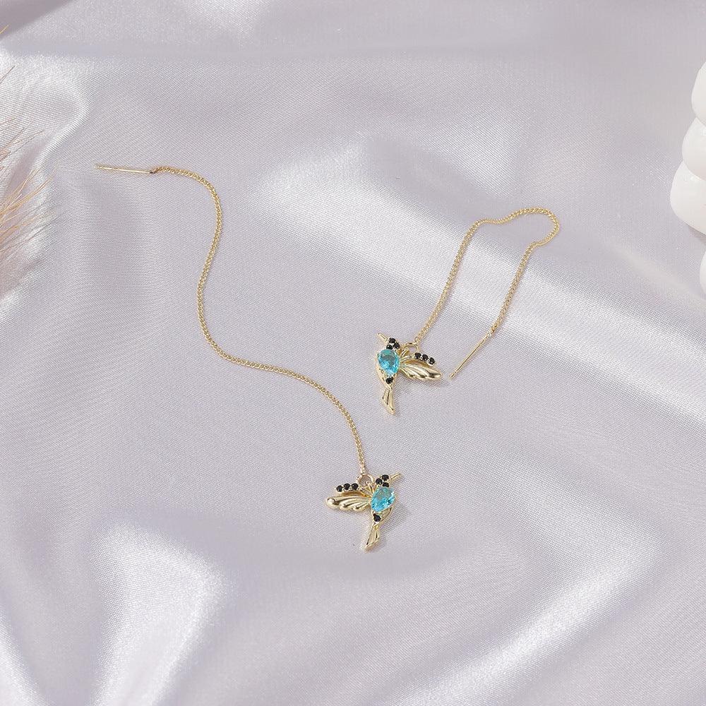 Elegant Hummingbird Tassel Earrings