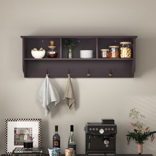 Entryway Coat Rack with Dual Hooks and Storage Shelf